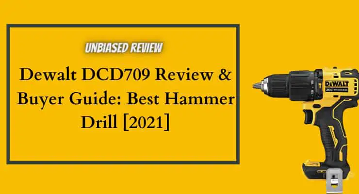 The DCD709 is a single-speed hammer drill that has the ability to drive screws into both wood and concrete.